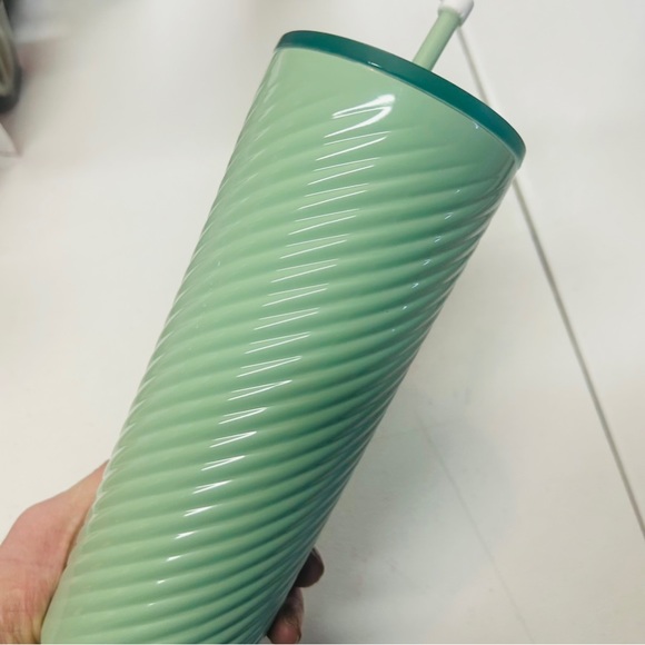 Starbucks Mint Green Swirl Cup Stainless Steel Cold Tumbler 24oz Insulated New - Picture 13 of 15